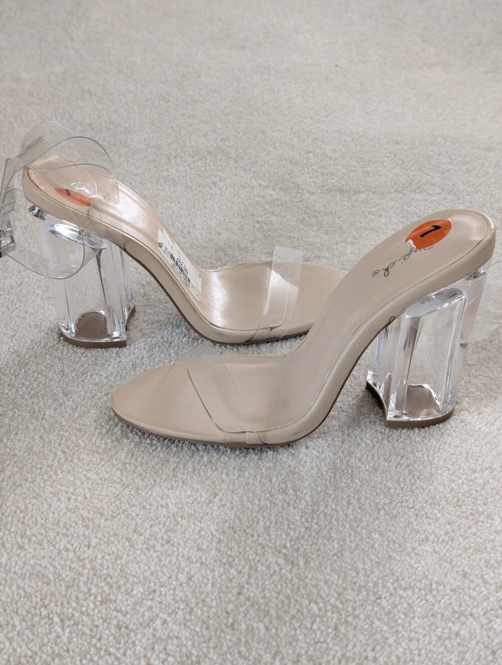 Unworn Cupid Clear Block Heel Ankle Strap Sandal 7